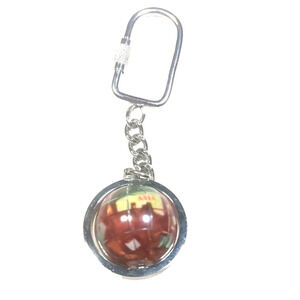 World Spinner Keychain Map Brown blue white silver tone